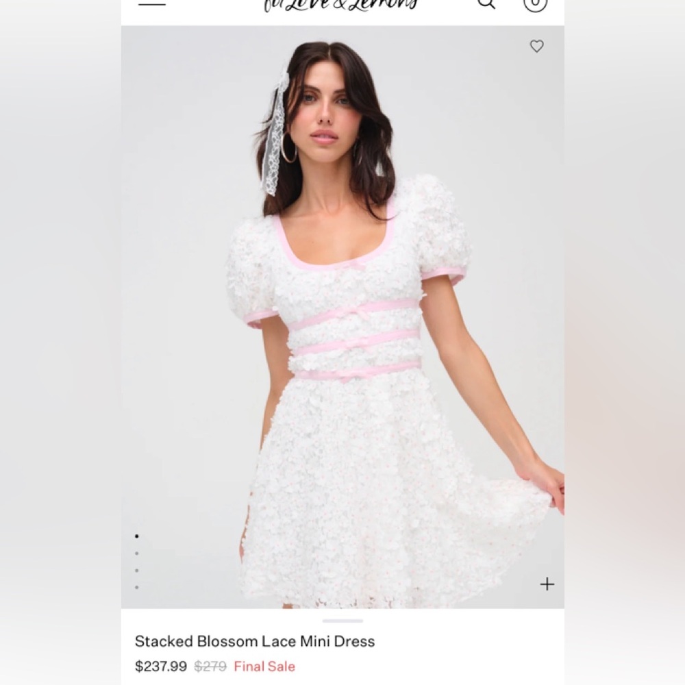 For Love  And Lemons Stacked Blossom Lace Mini Dress